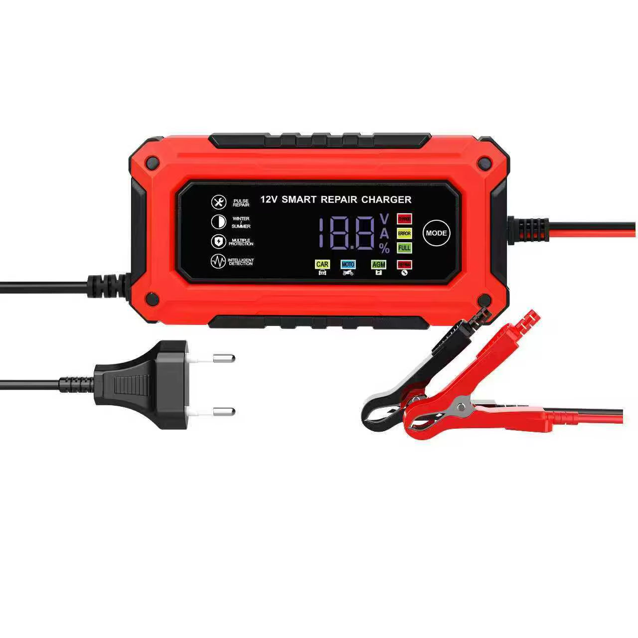 Battery Repair LCD Display 6A 12V Intelligent Car Battery Charger Car and Motorcycle Battery Charging Unit Lead-Acid