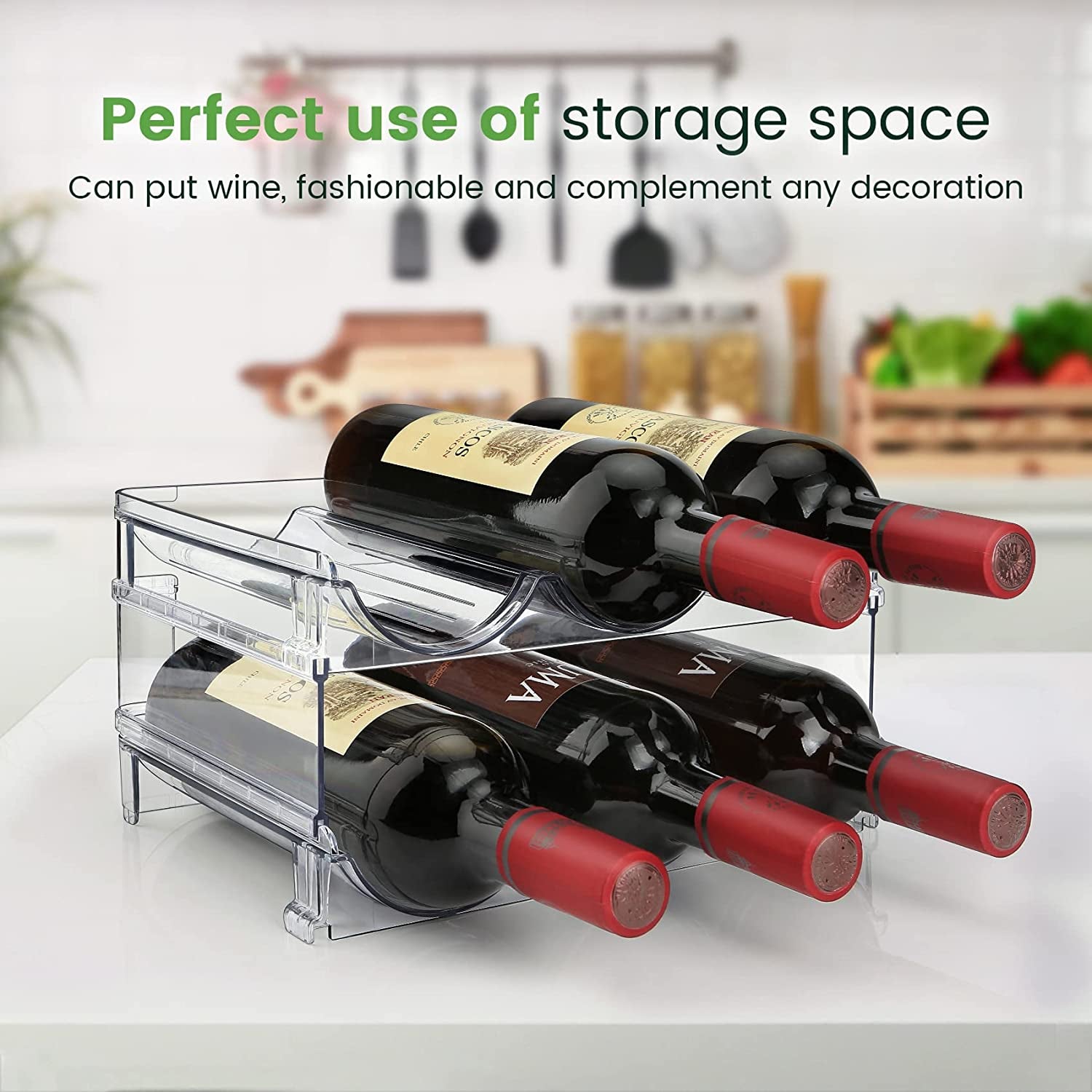 Water Bottle Organizer for Cabinet, Water Bottle Storage Organizer, 2 Packs Water Bottle Storage Rack, Water Bottle Holder for Cabinet, Stackable Water Bottle Storage Rack