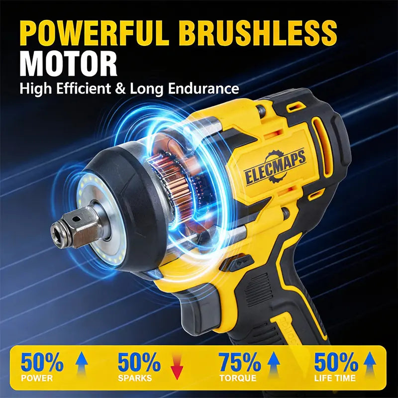 Suitable for 20V Batteries, Cordless 450N High-Torque Impact Wrench. 3000 RPM, Brushless Motor, 450 Lb., Tool Only, Battery Not Included. Suitable for Heavy Machinery and Automotive Repair.