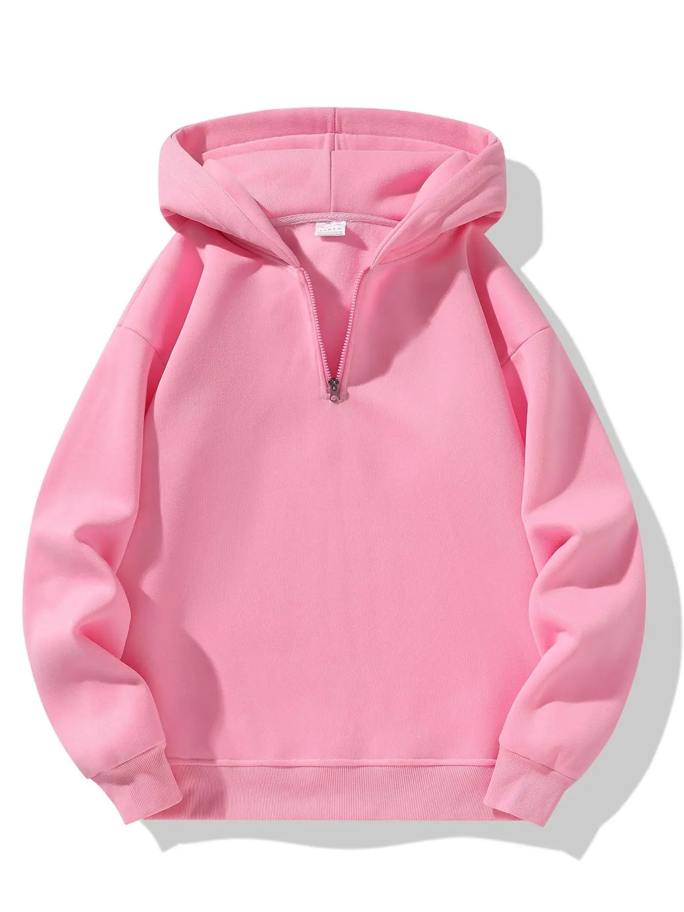 Men'S Plain Half Zip Drop Shoulder Essentials Hoodie, Regular Fit Fitted Casual Comfy Fit Long Sleeve Hooded Sweatshirt for Fall & Winter, Men'S Clothes for Daily Wear