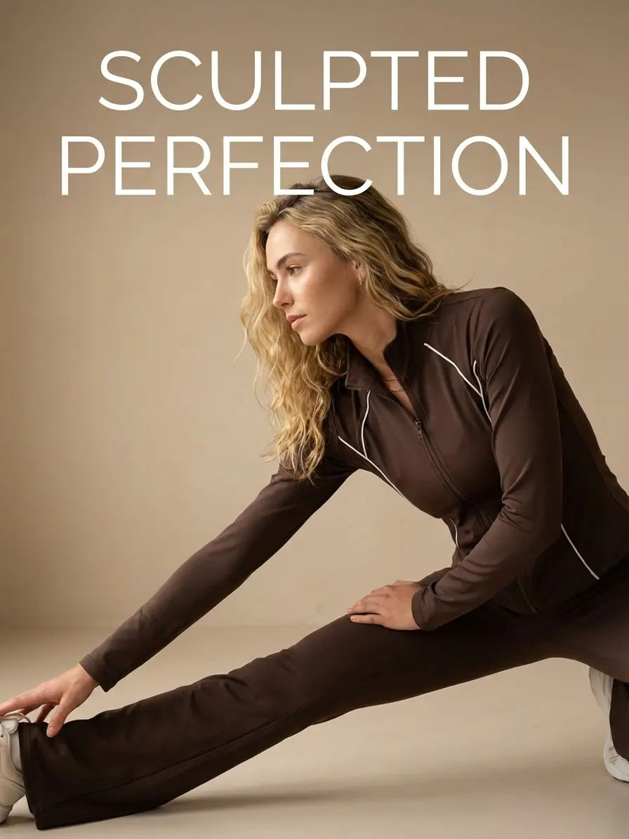 XELLE Women'S 2 Piece Yoga Set - Slim Fit Full Zip Track Jacket & High Waisted Flare Yoga Pants, Retro Contrasting Piping Sweatsuit with Thumb Holes for Gym Workout & Activewear