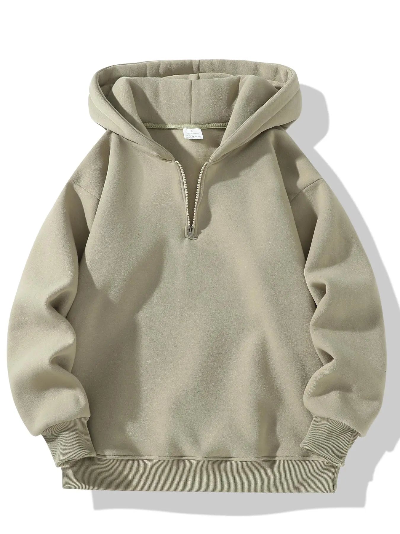 Men'S Plain Half Zip Drop Shoulder Essentials Hoodie, Regular Fit Fitted Casual Comfy Fit Long Sleeve Hooded Sweatshirt for Fall & Winter, Men'S Clothes for Daily Wear
