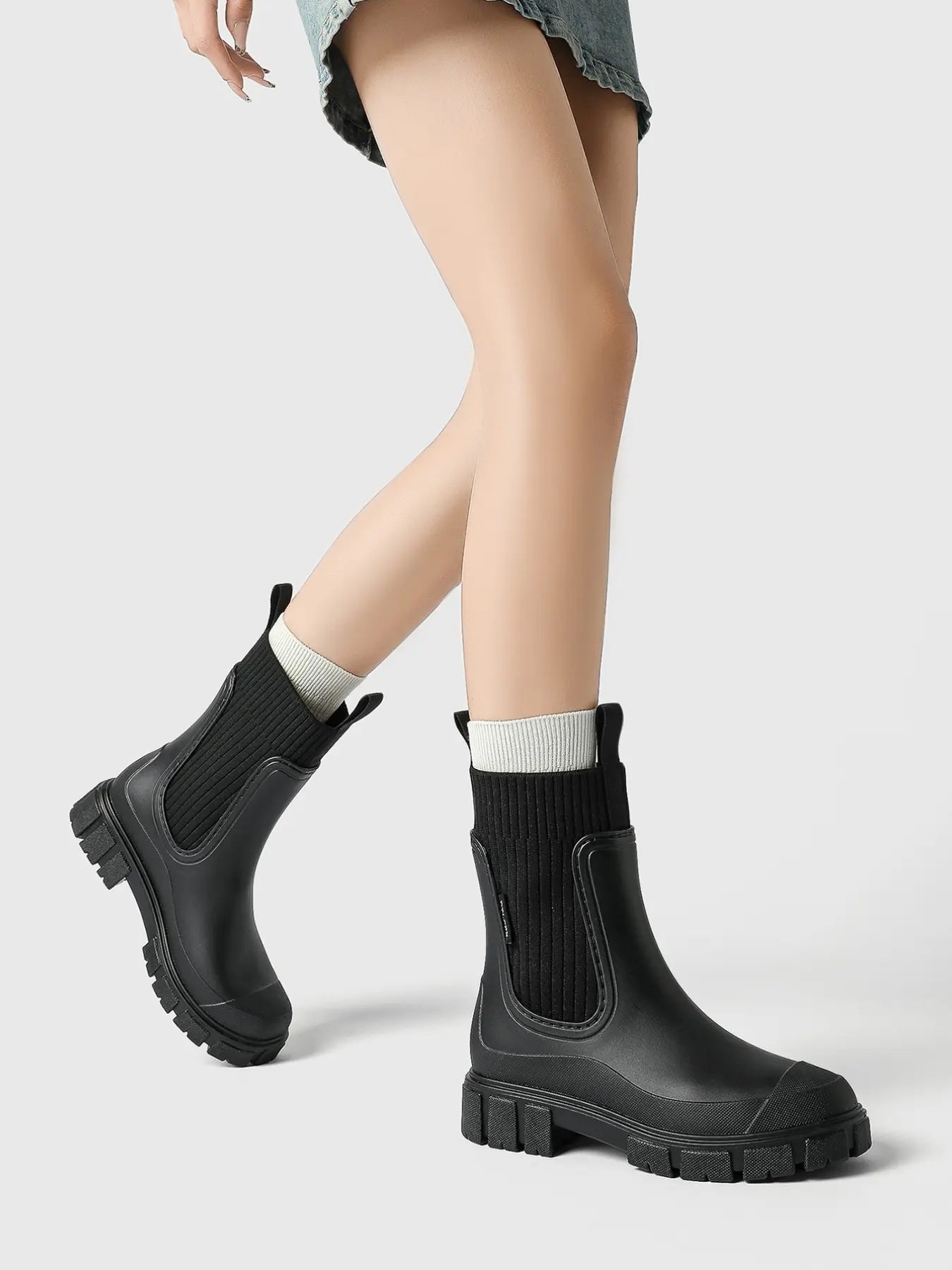 Women'S Solid Color Waterproof Rain Boots, Women Shoes, 2024 New Style Fashionable round Toe Boots for Outdoor Wear, Non-Slip Rain Boots for Women & Girls, Casual Boots