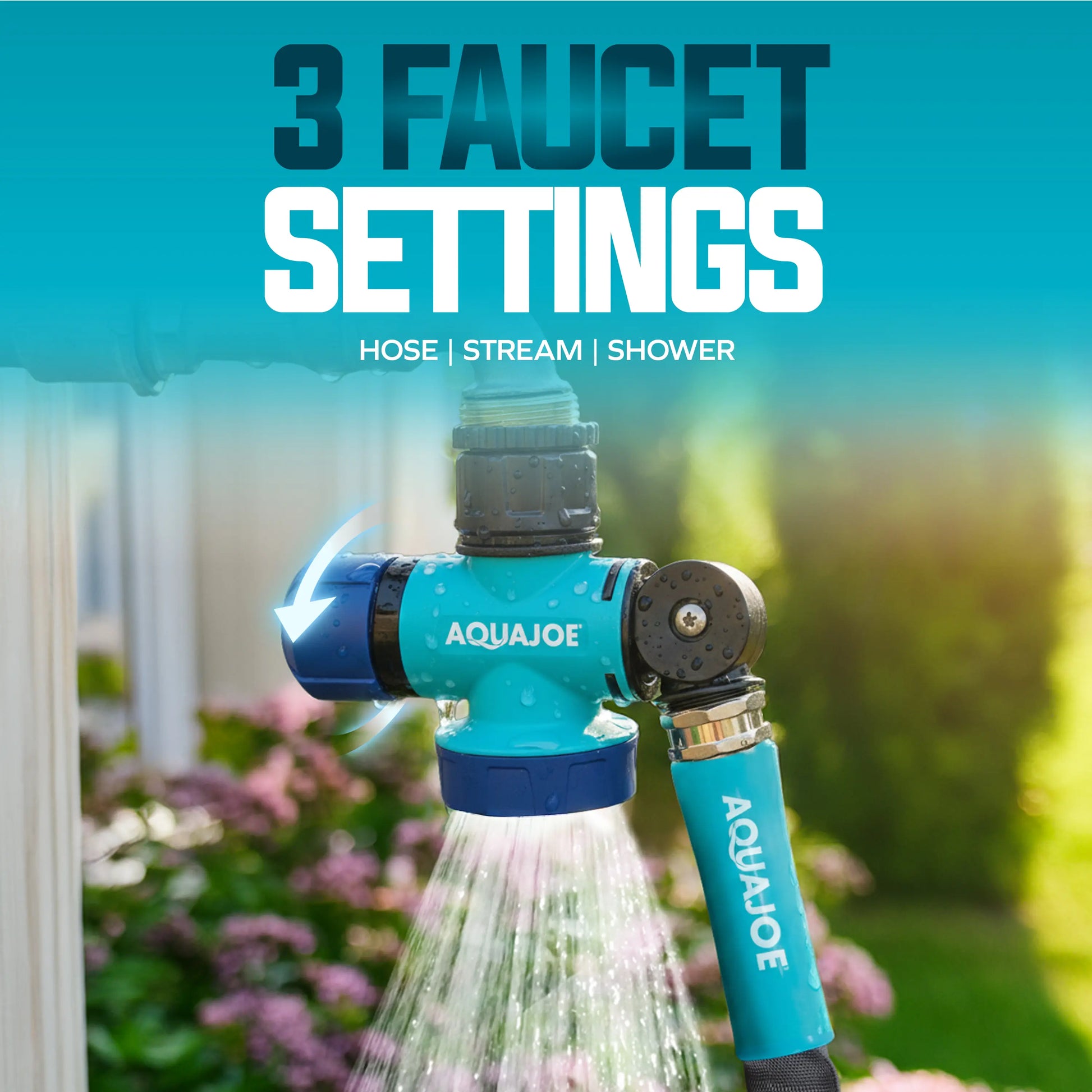 AQUA JOE Multi-Function Outdoor Faucet and Garden Hose Tap Connector