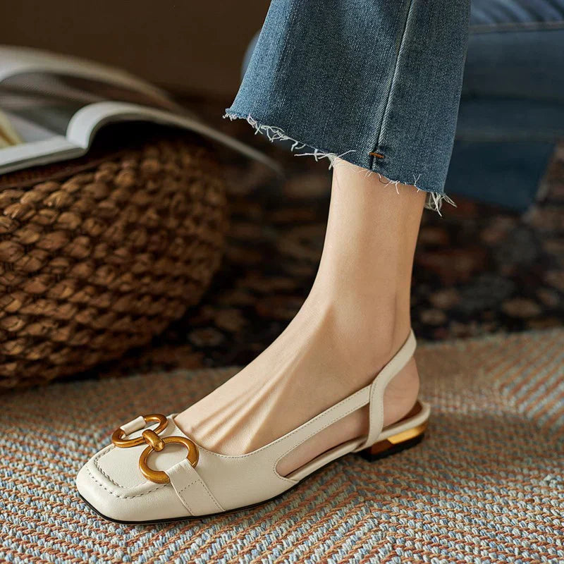 Yarvella | Damskie Czółenka Slingback Na Niskim Obcasie Casual