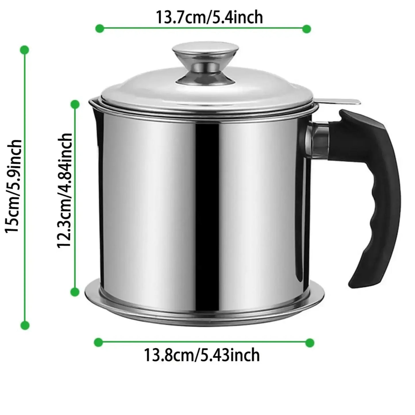Stainless Steel Oil Pot, Kitchen Oil Dispenser with Tray and Lid, Olive Oil Dispenser, Oil Drip Drainer, Bacon Grease Container, Kitchen Gadget