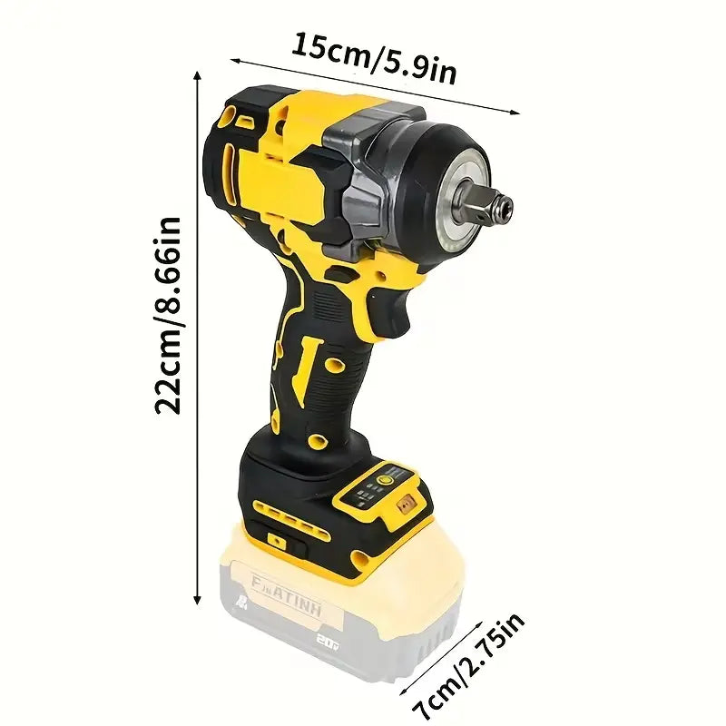 Suitable for 20V Batteries, Cordless 450N High-Torque Impact Wrench. 3000 RPM, Brushless Motor, 450 Lb., Tool Only, Battery Not Included. Suitable for Heavy Machinery and Automotive Repair.