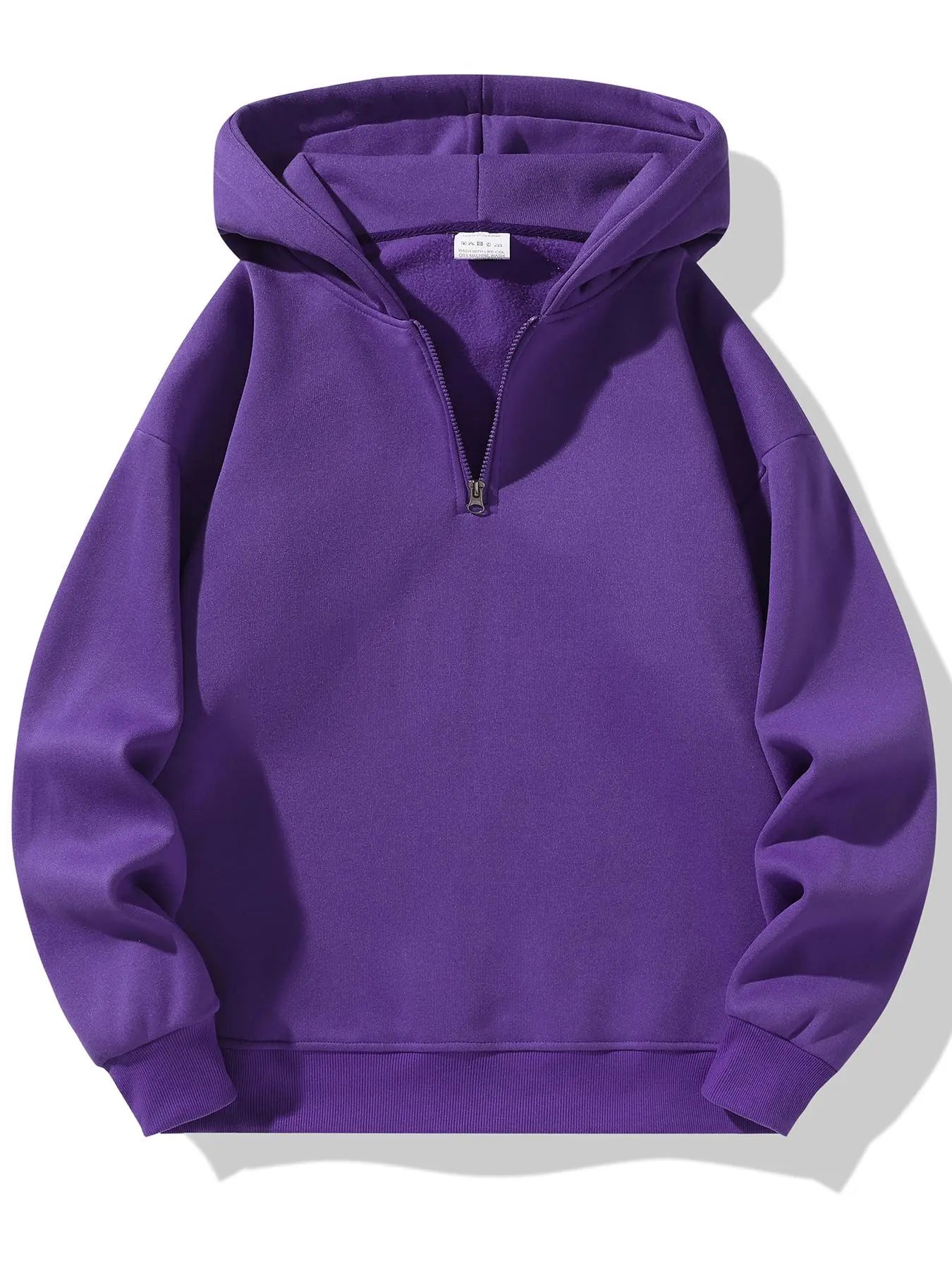 Men'S Plain Half Zip Drop Shoulder Essentials Hoodie, Regular Fit Fitted Casual Comfy Fit Long Sleeve Hooded Sweatshirt for Fall & Winter, Men'S Clothes for Daily Wear