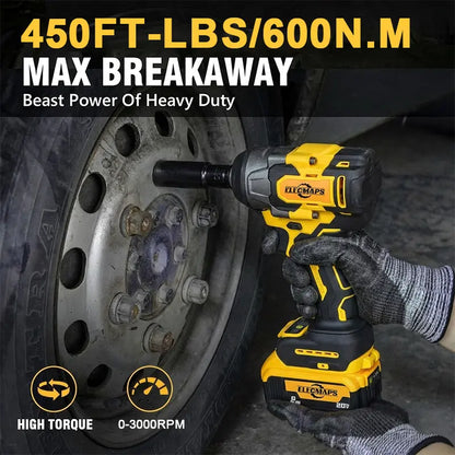 Suitable for 20V Batteries, Cordless 450N High-Torque Impact Wrench. 3000 RPM, Brushless Motor, 450 Lb., Tool Only, Battery Not Included. Suitable for Heavy Machinery and Automotive Repair.