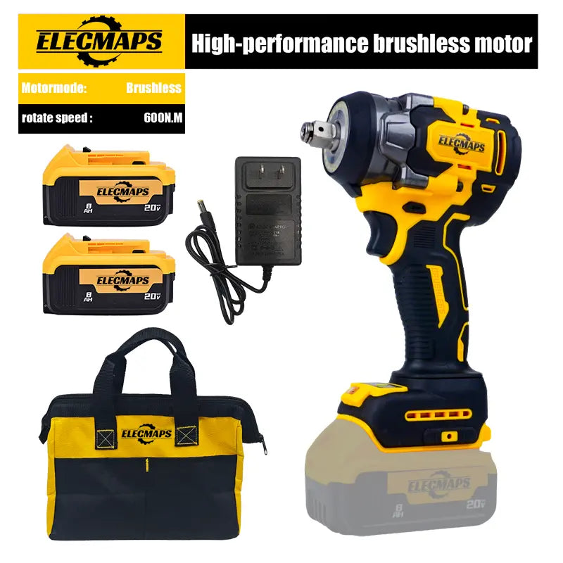 Suitable for 20V Batteries, Cordless 450N High-Torque Impact Wrench. 3000 RPM, Brushless Motor, 450 Lb., Tool Only, Battery Not Included. Suitable for Heavy Machinery and Automotive Repair.